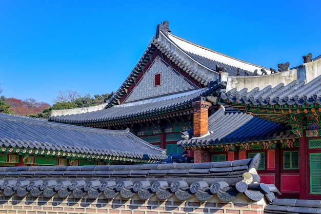 SeoulSouth Korea 1122020 Beautiful and Old Architecture in Changdeokgung Palace in Seoul City at Korea