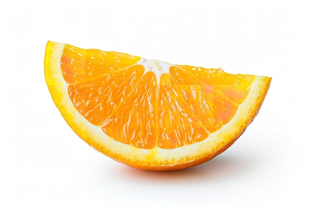 Photo separate orange slices orange slice and half displayed on a white background using a clipping path whole field depth generative ai