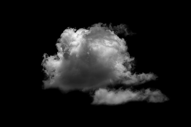 Separate white clouds on a black background have real clouds White cloud isolated on a black background realistic cloud white fluffy cumulus cloud isolated cutout on black background