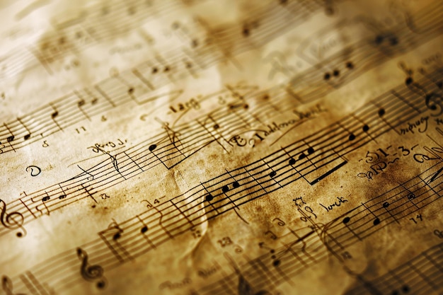 Sepia Toned Music Sheet Closeup