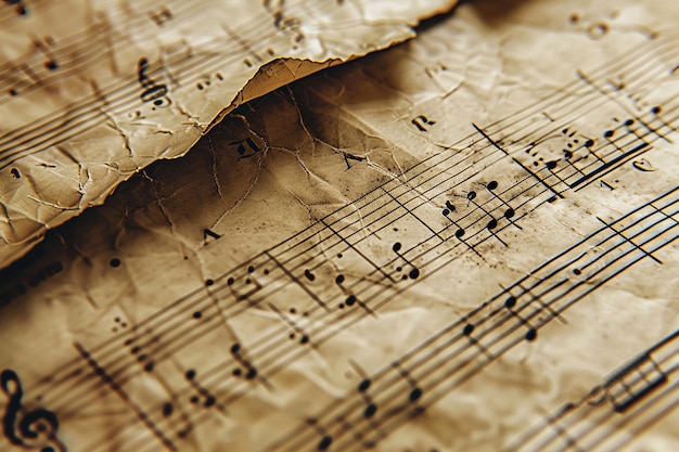 Sepia Toned Music Sheet Closeup