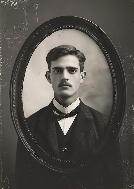 Photo a sepiatoned vintage portrait of a man with a mustache dressed in a formal suit and tie