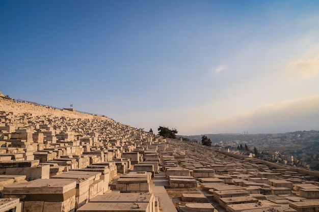 September 14 2019 Jerusalem Israel Ancient jewish cemetery on the Mount of Olives