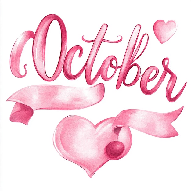 September Typography with Heart and Ribbon