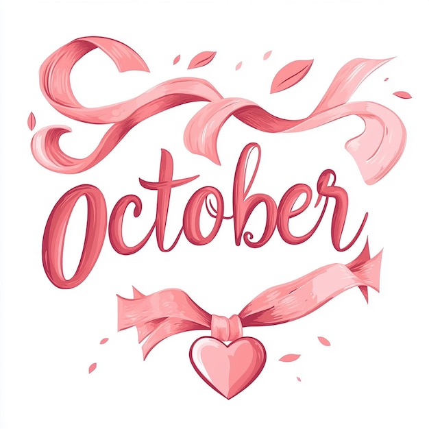 September Typography with Heart and Ribbon