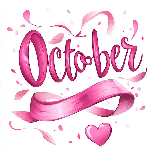 September Typography with Heart and Ribbon