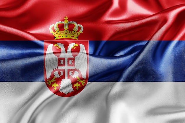 Photo serbia cloth flag with waving folds