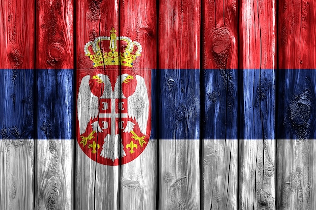 Photo serbia flag painted on a wooden background