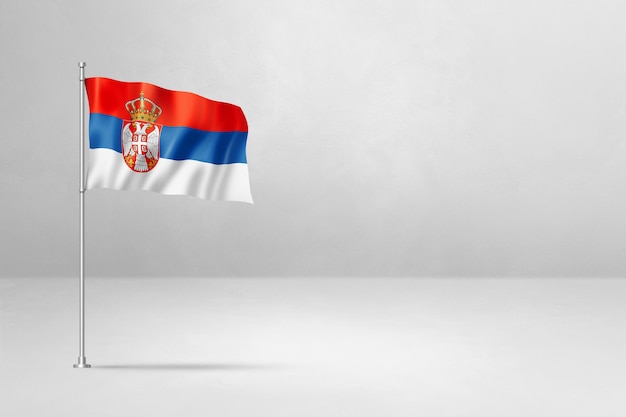 Serbian flag isolated on white concrete wall background