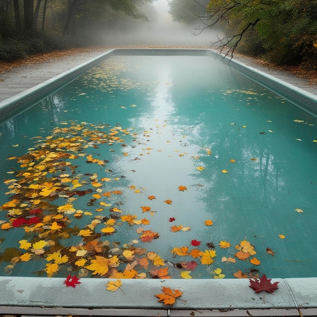 A serene and abandoned swimming pool