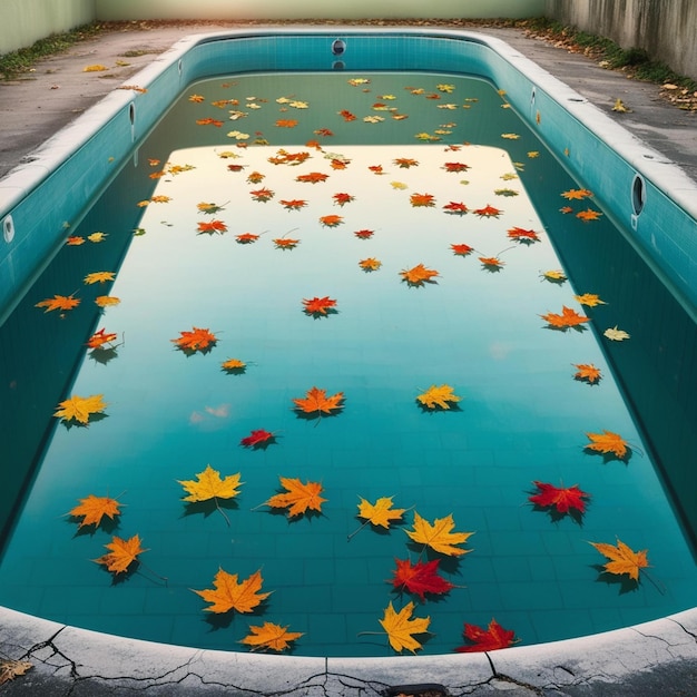 A serene and abandoned swimming pool