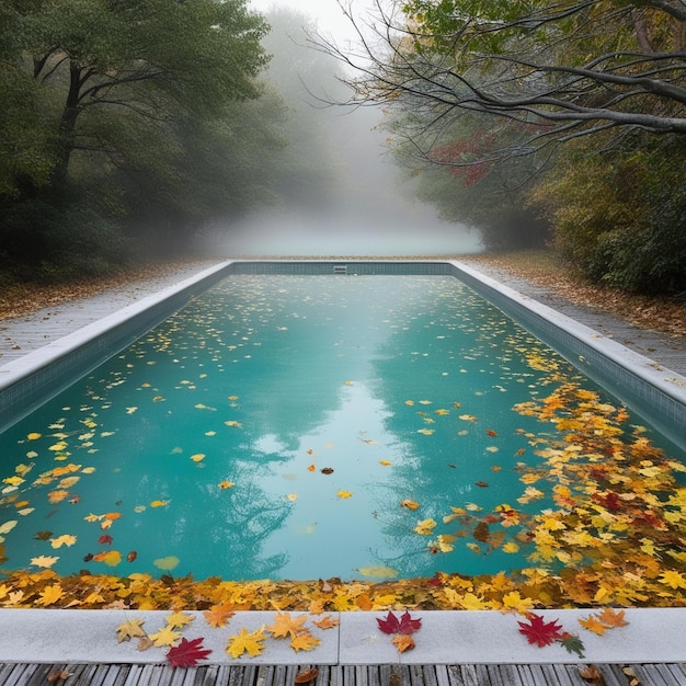 A serene and abandoned swimming pool