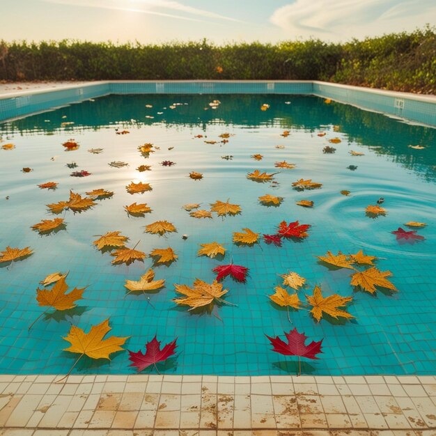 A serene and abandoned swimming pool