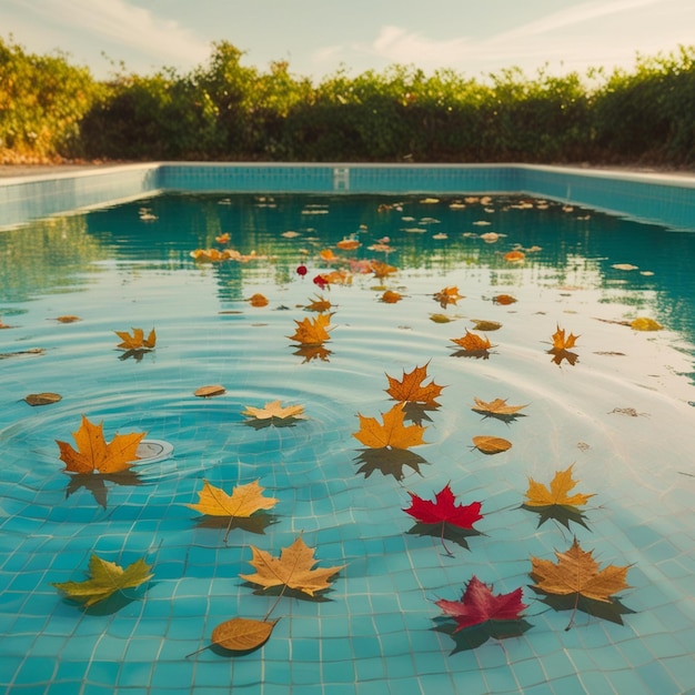 A serene and abandoned swimming pool