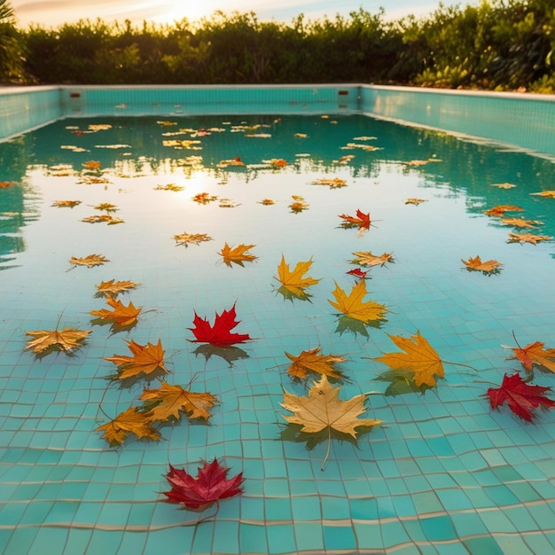 A serene and abandoned swimming pool