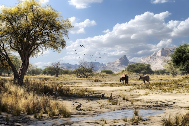 Serene African Savanna with a Birds Eye View