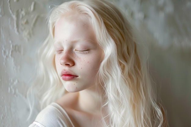 Photo serene albino girl portrait