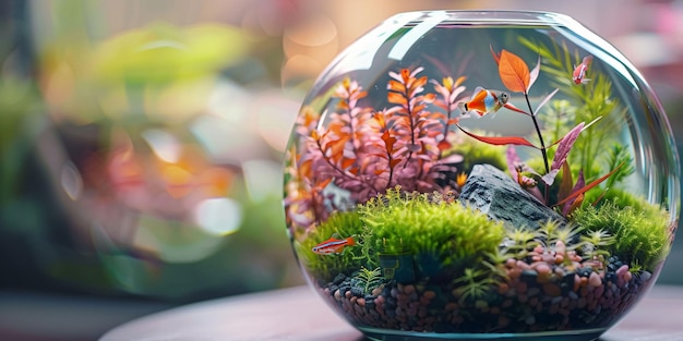 Photo serene aquascape in fishbowl