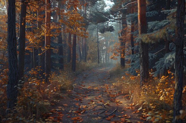 Serene autumn forest trails