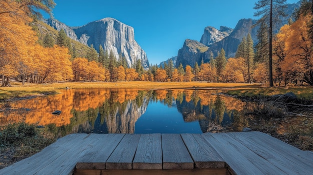 Photo serene autumn landscape with reflections in a calm lake