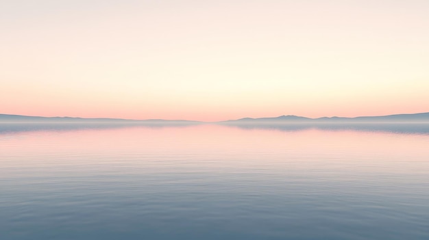 Photo a serene background image featuring a calm lake reflecting a pastelcolored sky at dusk