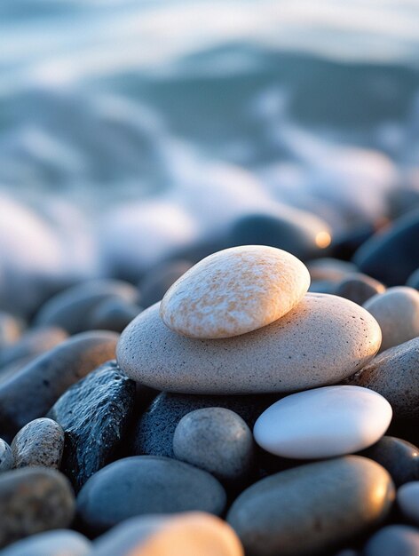 Photo serene beach stones tranquil coastal decor and nature inspiration