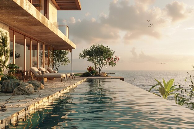 A serene beachfront villa with a private infinity