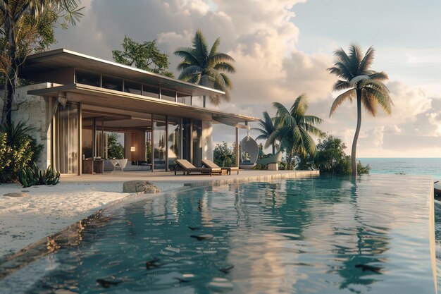 A serene beachfront villa with a private infinity