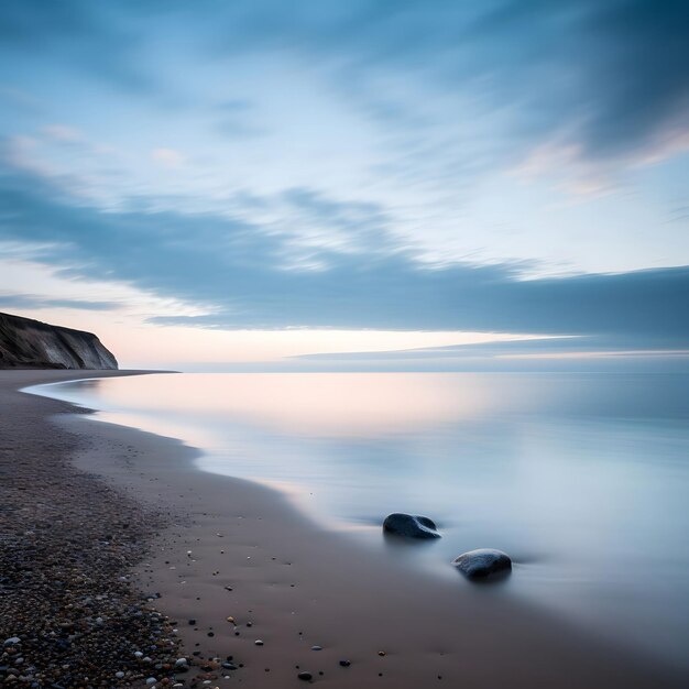 Photo serene beachscape at dusk