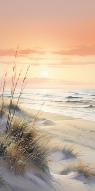 Photo serene beachscape a soft color field illustration of sunlit sands