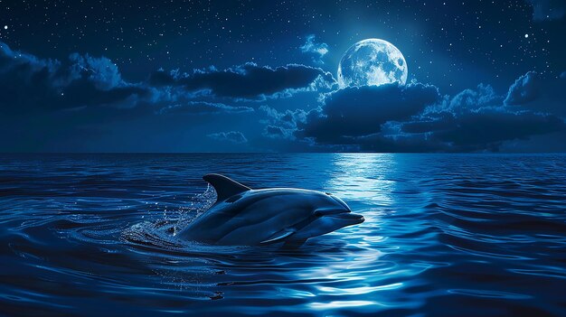 Serene Beauty of a Dolphin Swimming Under a Tranquil Sea