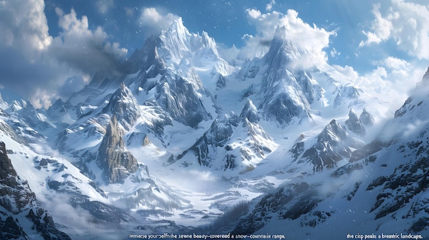 serene beauty of a snowcovered mountain range