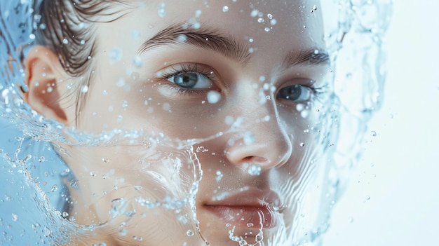 Serene beauty surrounded by water splashes