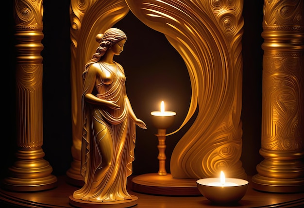 The Serene Beauty of Venus Arrakis in Gilded Wood