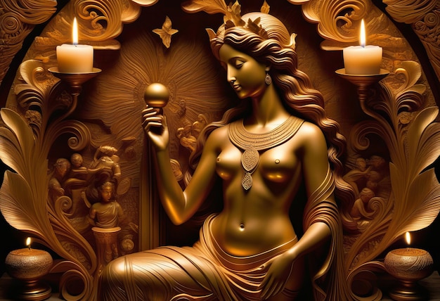 The Serene Beauty of Venus Arrakis in Gilded Wood