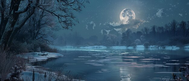 Photo the serene beauty of a winter night