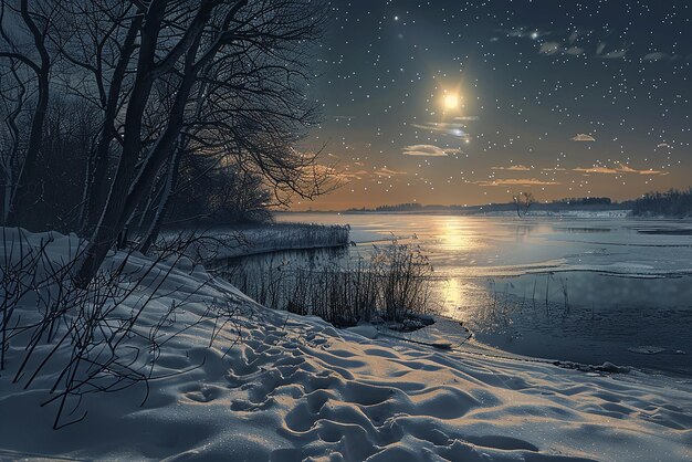 Photo the serene beauty of a winter night