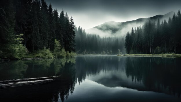 Serene black lake