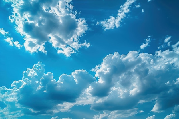 Serene blue sky with fluffy clouds