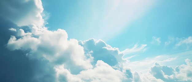 Serene Blue Sky with Fluffy White Clouds