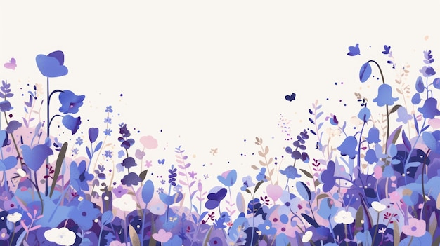 Serene Bluebell Meadow Aesthetic Illustration Generative AI