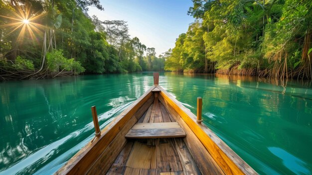 Serene Boat Ride Through Lush Mangrove Forest