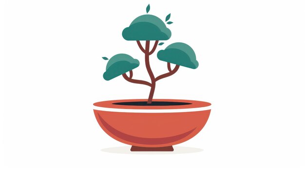 Photo a serene bonsai illustration featuring simple colors