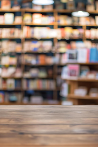 Serene bookstore interior with wooden shelves filled with books and magazines Soft light enhances