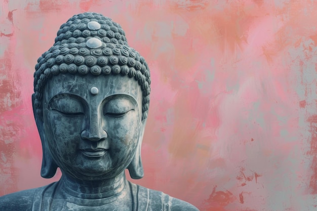 Serene buddha statue on abstract background