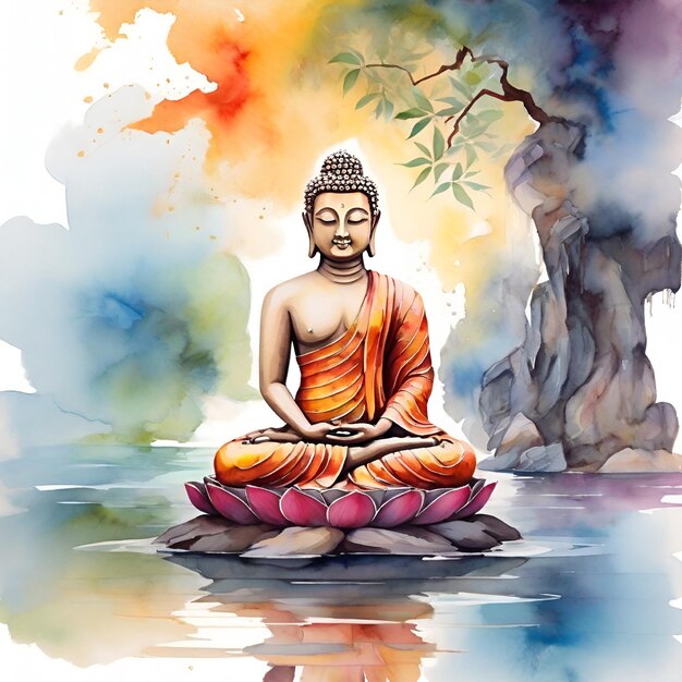 Serene Buddha in Watercolor