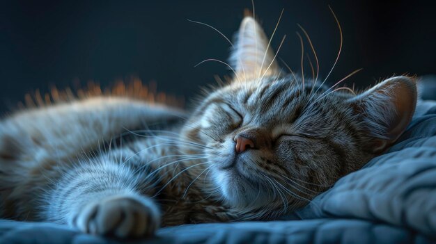 A Serene Cat Sleeping Against A Dark Background