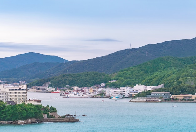 Serene clam ocean sky of Toba islands group in Kansai japan