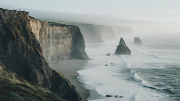 Serene Cliffs Hazy Romanticism In Expansive Landscapes