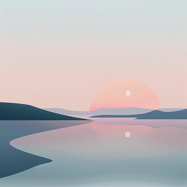 Serene Coastal Sunrise Illustration